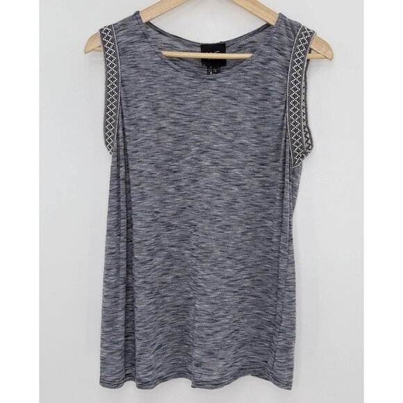 W5 Anthropologie Blue White Space Dye Sleeveless Scoop‎ Neck Blouse Sz L Boho - Picture 1 of 7